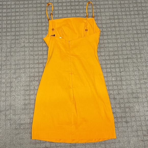 Zara Orange Tangerine Draped Linen Blend Mini Dress Size XS - Picture 8 of 10